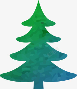 绿色水彩圣诞树素材