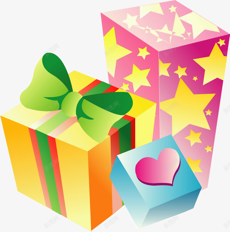 礼物盒插画png免抠素材_新图网 https://ixintu.com 三个盒子 插画 爱心 礼品兑换 礼物盒