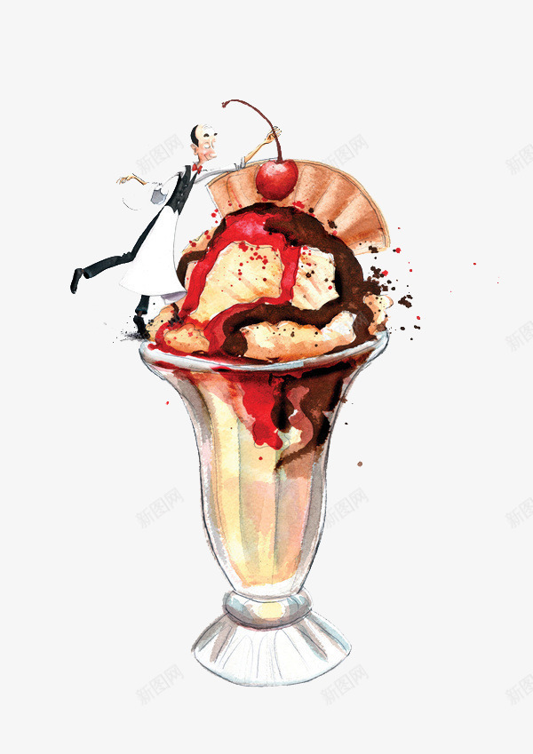 冰淇淋杯png免抠素材_新图网 https://ixintu.com 冰淇淋杯 彩绘 樱桃 香草