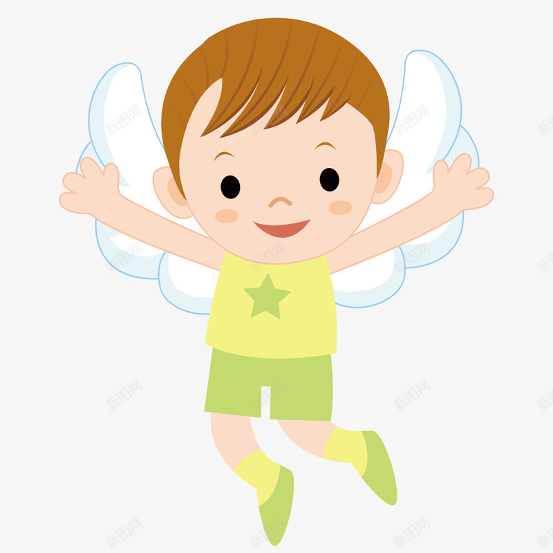有天使翅膀的男孩矢量图ai免抠素材_新图网 https://ixintu.com 创意 天使 手绘 男孩 翅膀 矢量图