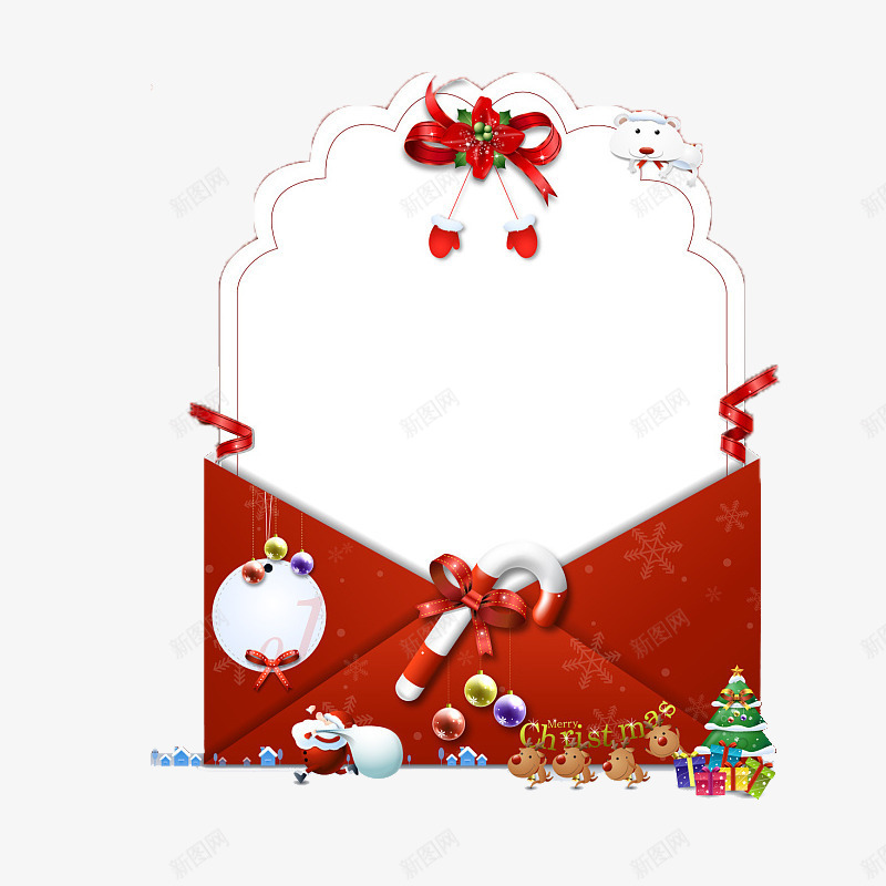圣诞礼品卡png免抠素材_新图网 https://ixintu.com 信封 圣诞快乐 祝贺卡 红色