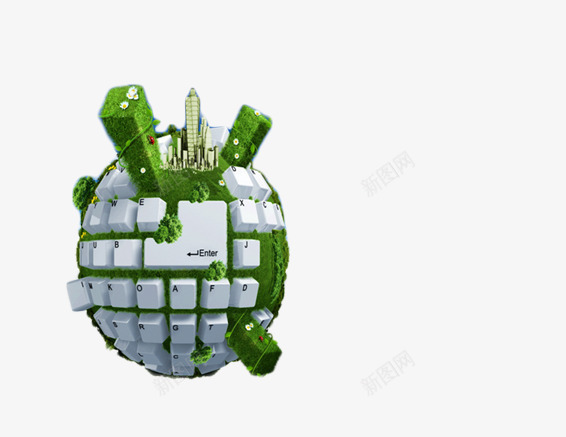 信息化的地球png免抠素材_新图网 https://ixintu.com 信息化 地球 环保 绿色 键盘