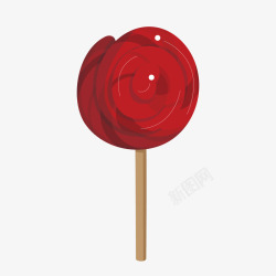 红色圆弧棒棒糖美食素材