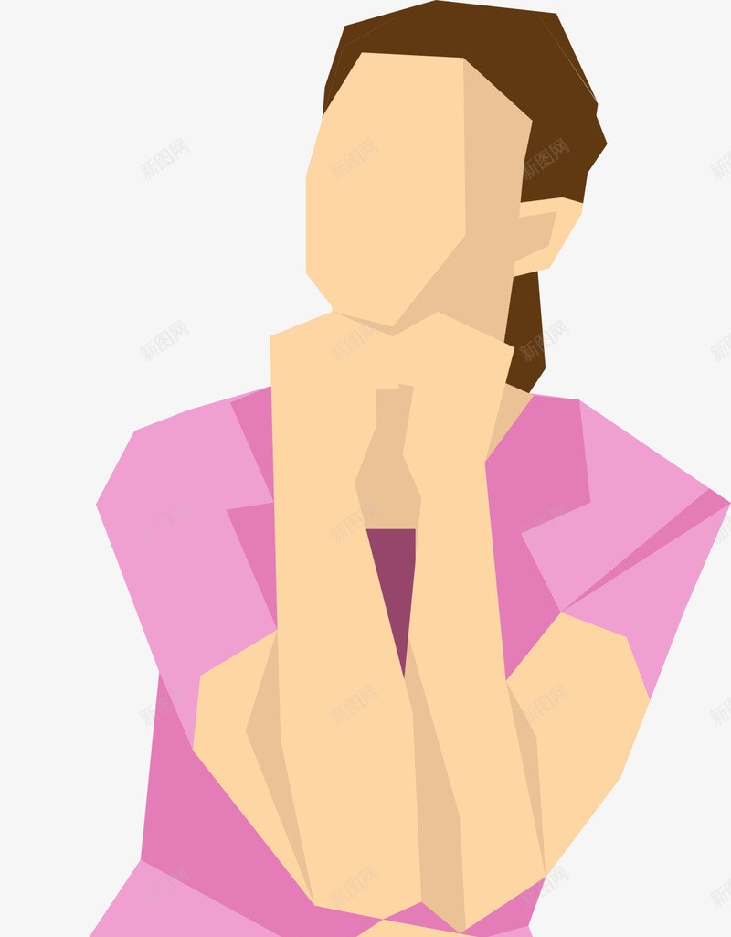 思考的美丽女人插画png免抠素材_新图网 https://ixintu.com 女人插画 思考的女人 托着下巴 托腮思考 粉色衣服 美丽女人