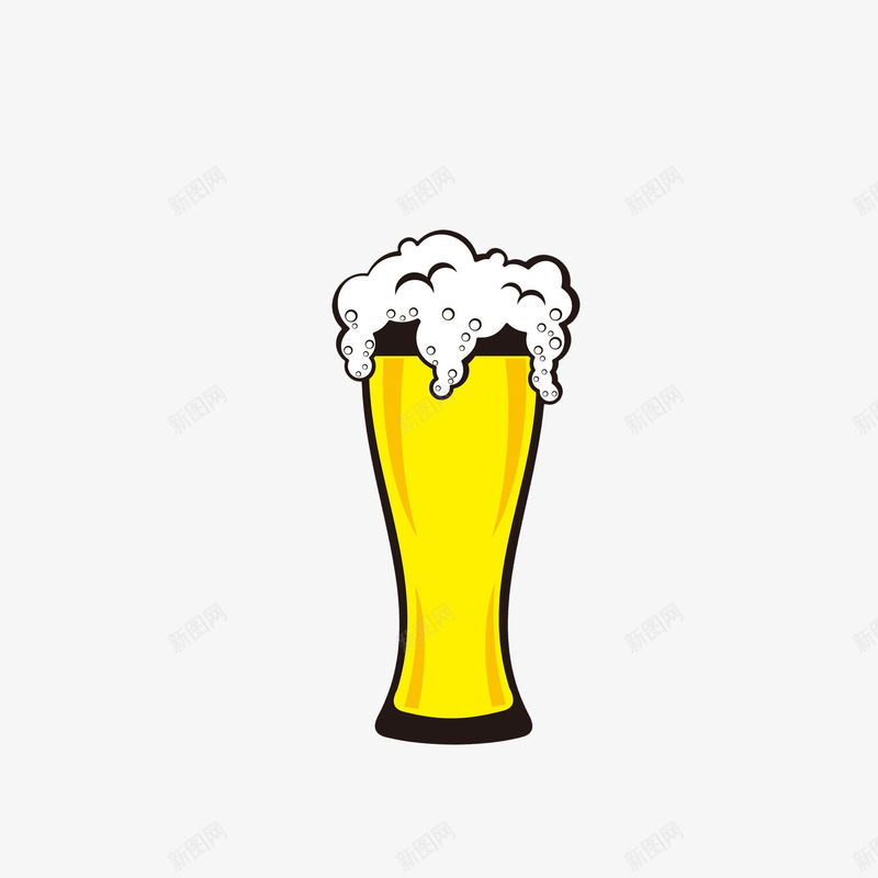 卡通一杯冒泡的啤酒png免抠素材_新图网 https://ixintu.com 一杯啤酒 啤酒泡 白色泡沫 黄色的液体