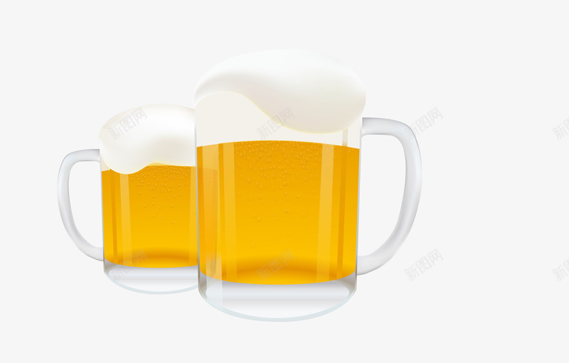 黄色啤酒两杯png免抠素材_新图网 https://ixintu.com 啤酒两杯 干杯 矢量啤酒两杯 黄色啤酒两杯