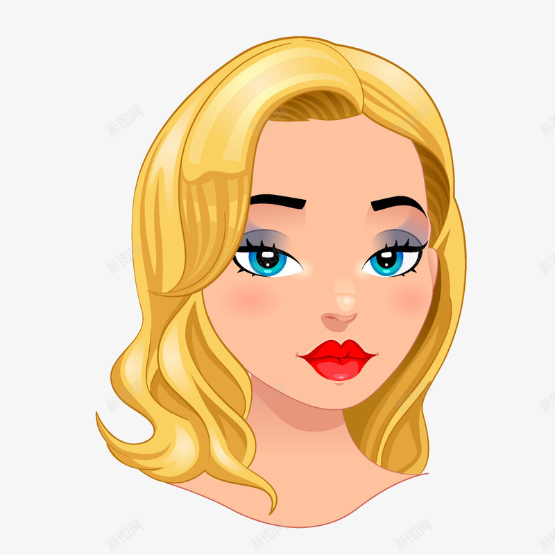 卡通手绘黄头发的女人png免抠素材_新图网 https://ixintu.com 创意 动漫人物头发 动漫动画 卡通头像 女人天堂 手绘 时尚女性发型 黄头发的女人