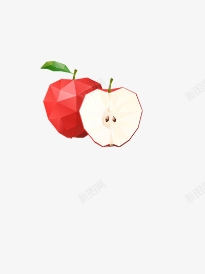 创意苹果png免抠素材_新图网 https://ixintu.com 多边形 水果 红色