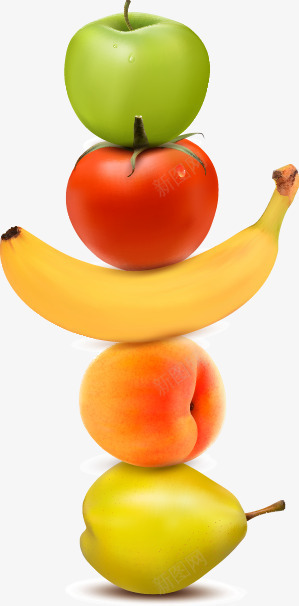 水果创意图矢量图eps免抠素材_新图网 https://ixintu.com 桃 梨 水果 番茄 苹果 香蕉 矢量图