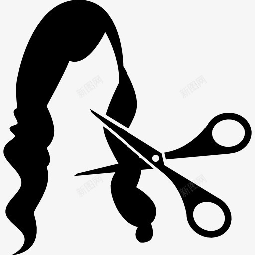 剪刀剪长发图标png_新图网 https://ixintu.com 剪 头发 女性的头发 工具和器具 美发 长头发 黑头发