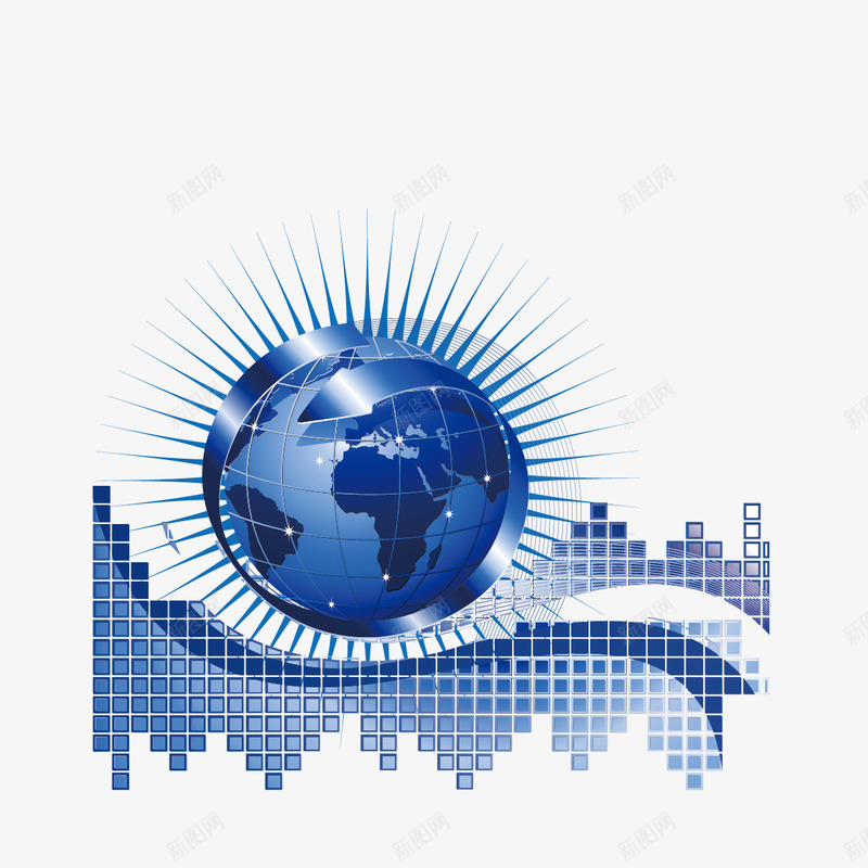 地球和科技纹理矢量图ai免抠素材_新图网 https://ixintu.com 地区 矢量地球 科技素材 蓝色方块 矢量图