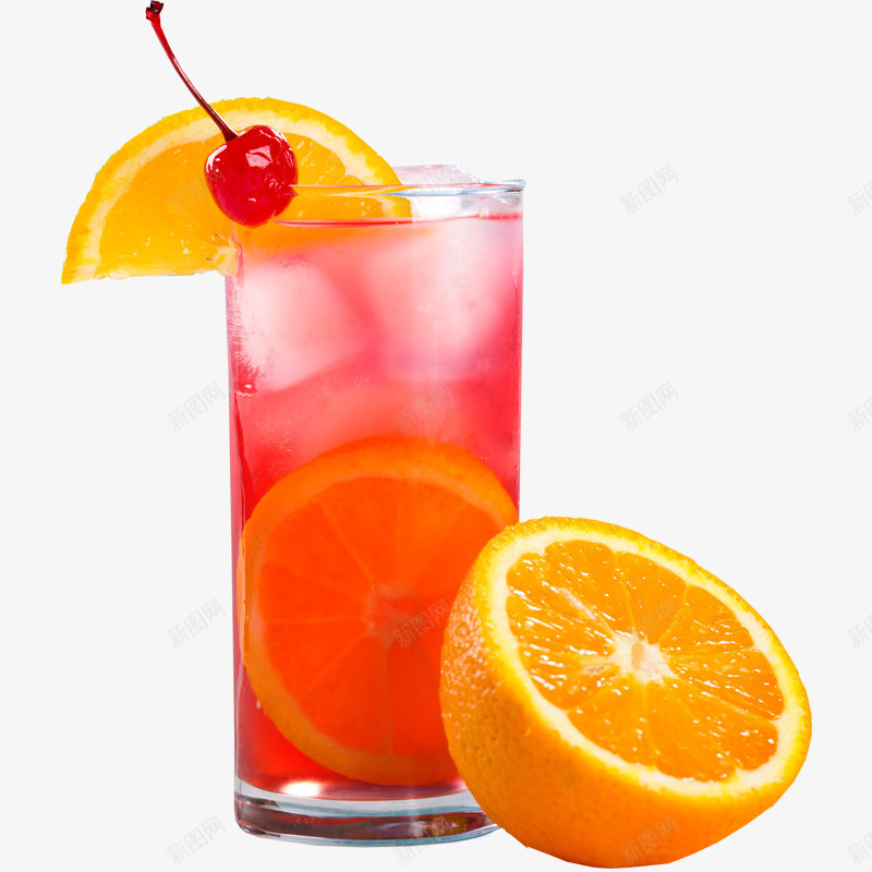 果汁饮料png免抠素材_新图网 https://ixintu.com 产品实物 樱桃 橙汁饮料 美味饮料