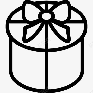 圆形的礼品盒与花边图标图标
