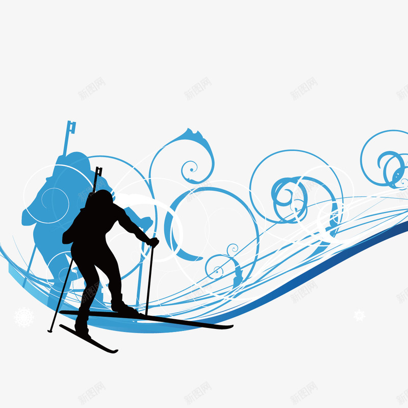 曲线和滑雪的人矢量图ai免抠素材_新图网 https://ixintu.com 人 曲线 滑雪 矢量图