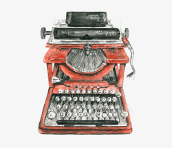 红色打字机复古打字机高清图片