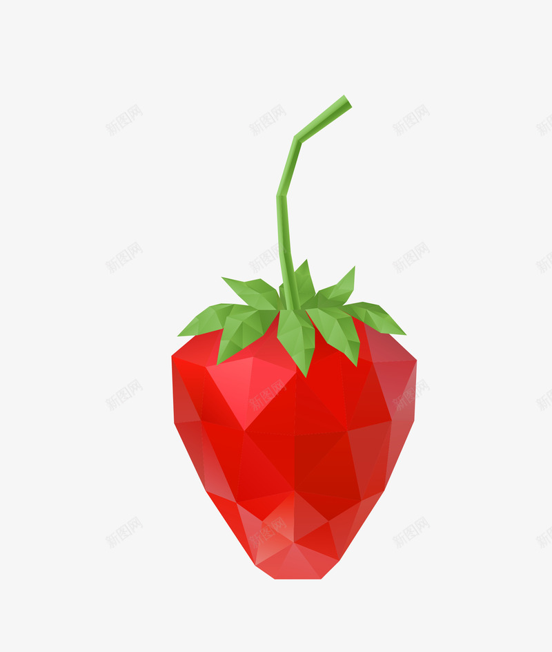 草莓矢量图eps免抠素材_新图网 https://ixintu.com 低面设计 樱桃 水果 草莓 莓果 矢量图