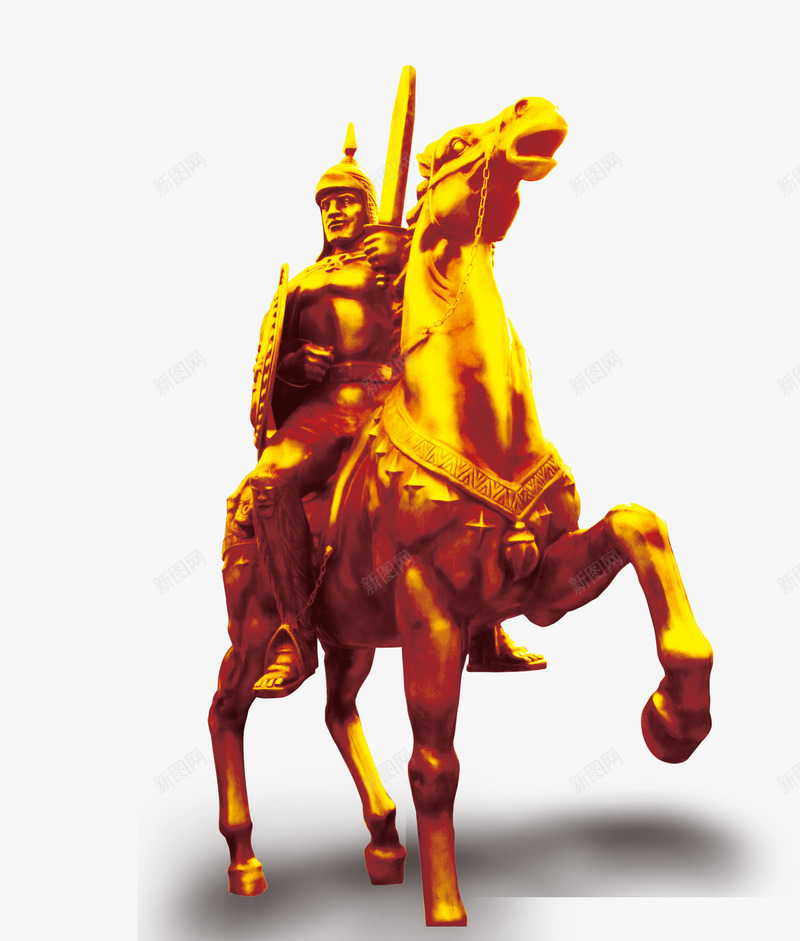 骑士与马雕像png免抠素材_新图网 https://ixintu.com 金色 雕像 马 骑士 骑士模型 黄金
