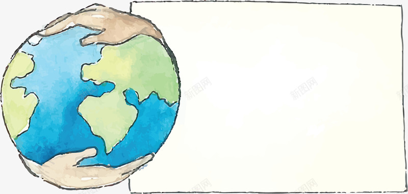 手绘水彩地球日边框矢量图ai免抠素材_新图网 https://ixintu.com 地球 地球日 地球日边框 手绘地球 水彩地球 矢量png 矢量图