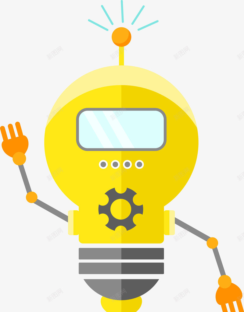 打招呼机器人png免抠素材_新图网 https://ixintu.com 卡通机器人 卡通礼貌 可爱机器人 未来科技 机械 装饰图案 黄色机器人