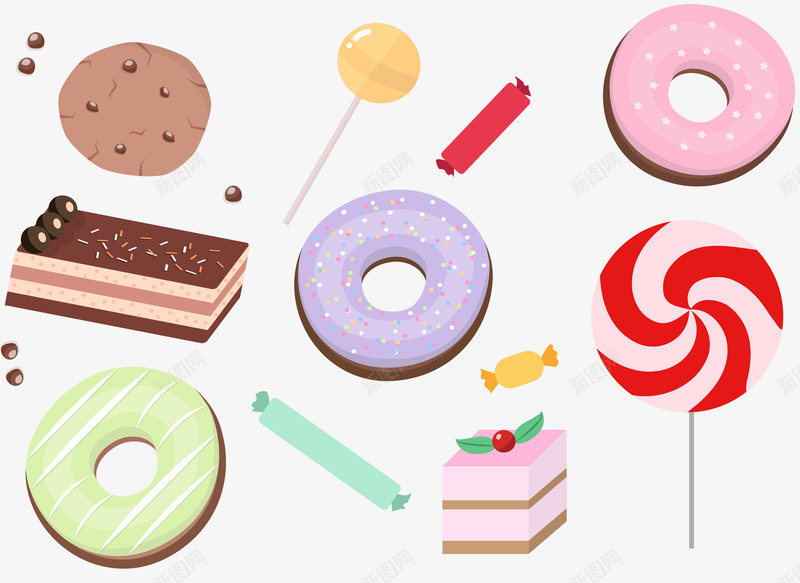 多类型的甜品png免抠素材_新图网 https://ixintu.com 巧克力 甜甜圈 糖果