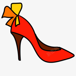 鞋子彩绘卡通红色的女性高跟鞋高清图片
