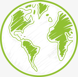 绿色扁平手绘地球素材