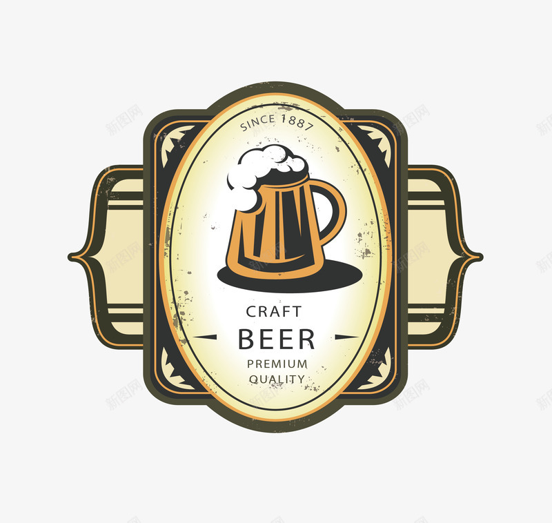 复古啤酒标签png免抠素材_新图网 https://ixintu.com 啤酒 啤酒杯 啤酒标志 扎啤 矢量素材