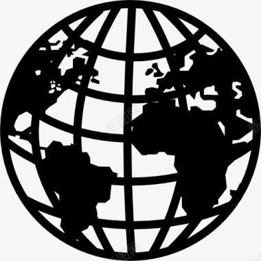地球与大陆的象征和网格图标图标