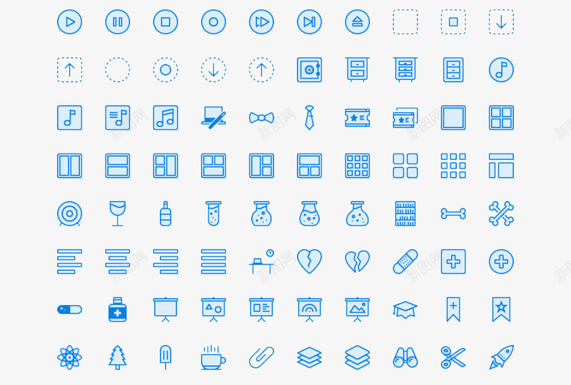 蓝色小图标png_新图网 https://ixintu.com 上下 播放 糖果 酒杯 音乐