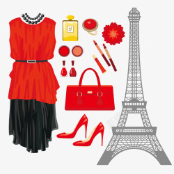 巴黎铁塔与女性服饰素材
