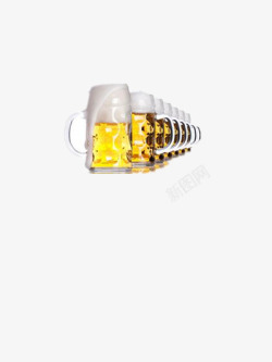 青岛扎啤一排啤酒杯高清图片