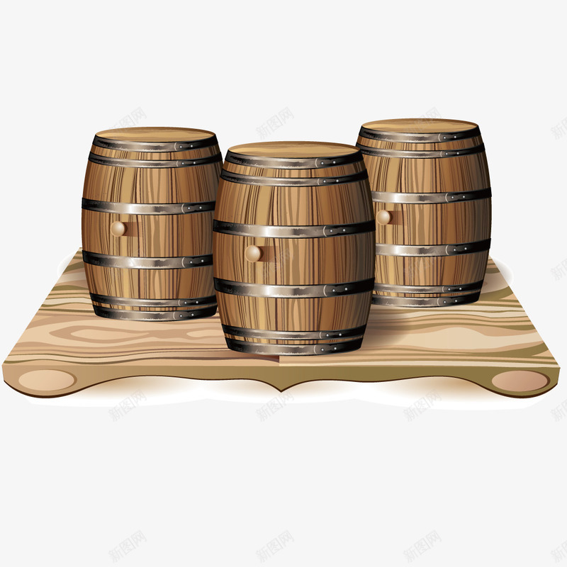 装啤酒的木桶png免抠素材_新图网 https://ixintu.com 写实 木材 木桶 材质 质感