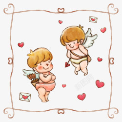 天使爱边框卡通丘比特爱爱心矢量图高清图片