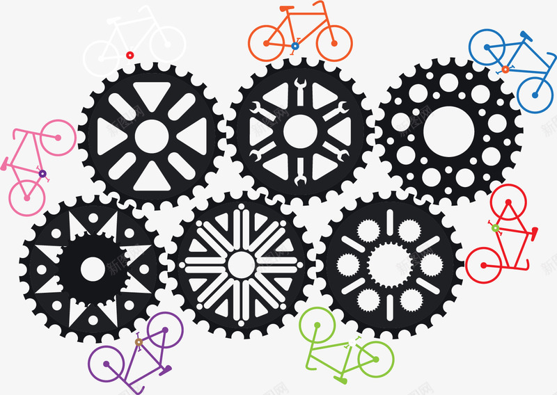 自行车齿轮png免抠素材_新图网 https://ixintu.com 机械 自行车 金属 铰接 链条 齿轮 齿轮链条