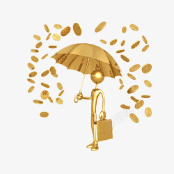 雨伞金币金融小人高清图片