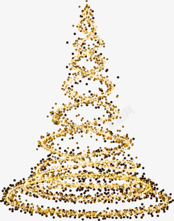 闪耀树木金色闪耀曲线圣诞树高清图片