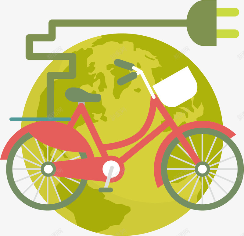 低碳保护地球创意元素png免抠素材_新图网 https://ixintu.com 低碳 出行 单车 地球 插头 环保 生态 绿色 自行车
