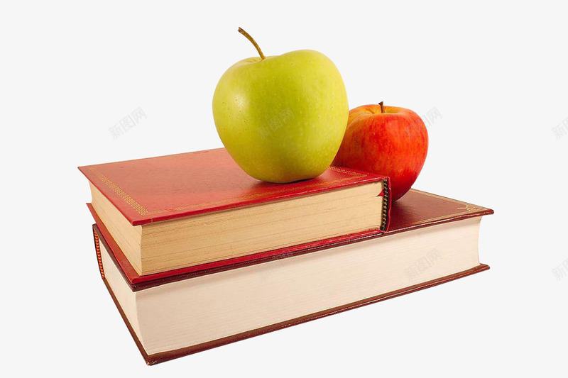 书上的苹果png免抠素材_新图网 https://ixintu.com 书 学习 牛顿 红苹果 青苹果