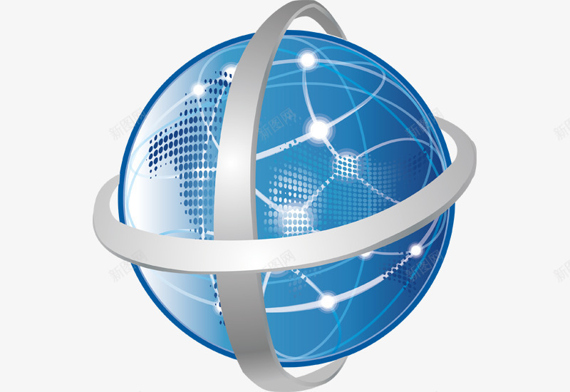蓝色地球仪png免抠素材_新图网 https://ixintu.com 免抠 创意地球 圆形图案 科幻设计 科技banner 科技光球