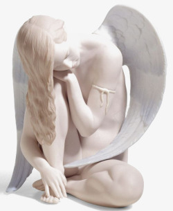 女白色礼服天使雕像高清图片