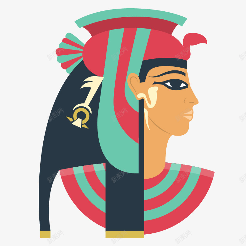埃及人物女性侧面png免抠素材_新图网 https://ixintu.com 埃及元素 法老头像 矢量埃及法老
