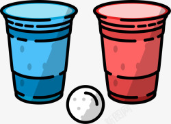 喝酒游戏红蓝色杯子啤酒矢量图高清图片