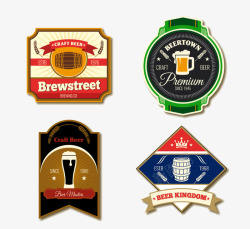 4个老式风格啤酒徽章素材