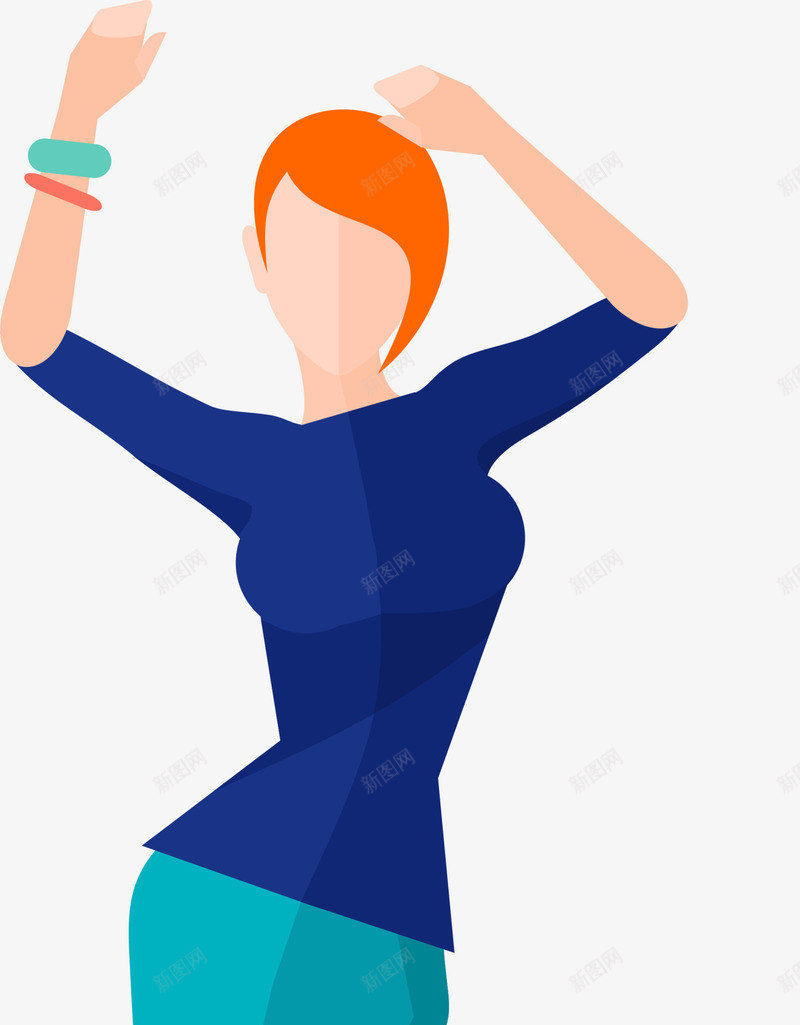 跳起来的女人插画png免抠素材_新图网 https://ixintu.com 人物插画 女人插画 美丽女人 蓝色衣服 跳起来的女人 跳跃