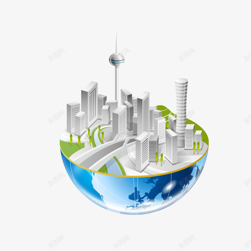 地球城市png免抠素材_新图网 https://ixintu.com 地球 地球上的城市 城市 城市建筑