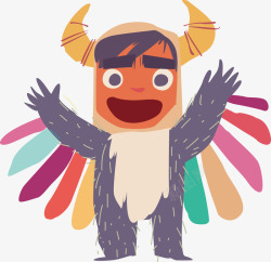 彩色翅膀装扮的孩子矢量图素材