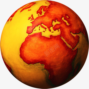 黄红色手绘地球装饰png免抠素材_新图网 https://ixintu.com 地球 红色 装饰