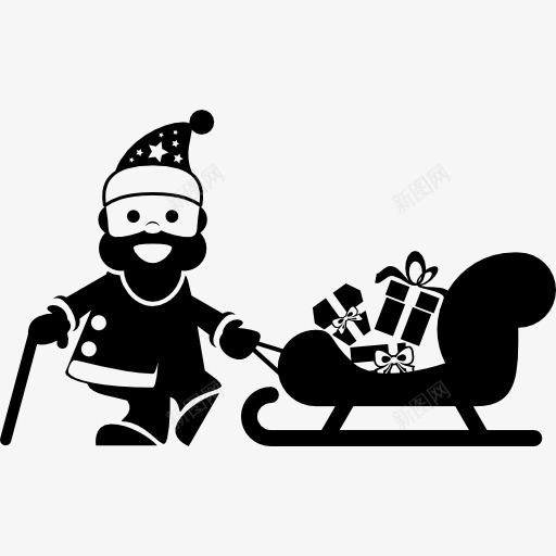 圣诞老人和他的运输图标png_新图网 https://ixintu.com 个性 人 传统 圣诞 圣诞老人 圣诞节 甘蔗 礼品 雪橇