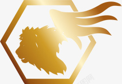 金贝壳logo金褐色长翅膀狮子LOGO图标高清图片