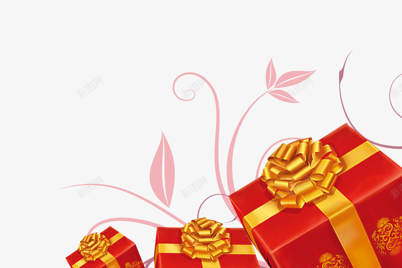 新年礼品盒psd免抠素材_新图网 https://ixintu.com 喜庆 新年礼品盒 红色 花纹